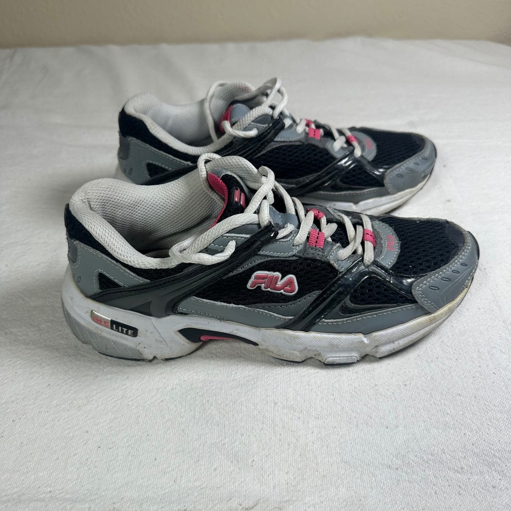 Fila Women‎ Running Shoes Black Pink Gray DLS Lite Athletic Sneakers Size 8